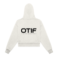 Fleeced Zip-Up Cropped Hoodie, back print.