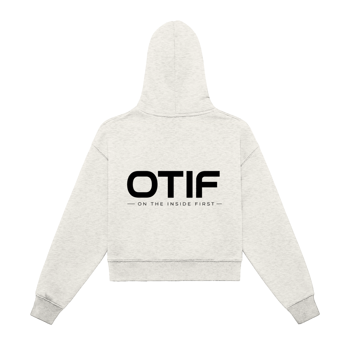 Fleeced Zip-Up Cropped Hoodie, back print.
